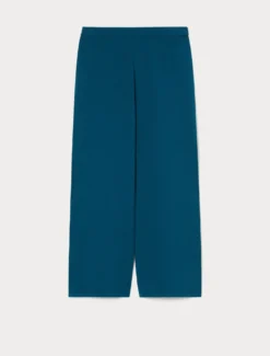 Pantaloni ampi in viscosa stretch - PETROLIO