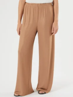 Pantaloni a palazzo in jersey - CARAMELLO