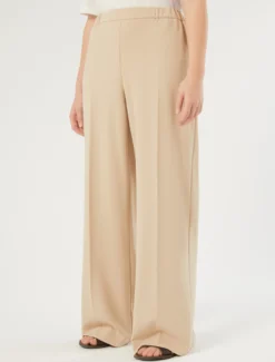 Pantaloni a palazzo in scuba crêpe stretch - BEIGE