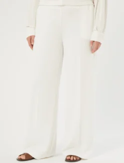 Pantaloni a palazzo in scuba crêpe stretch - BIANCO