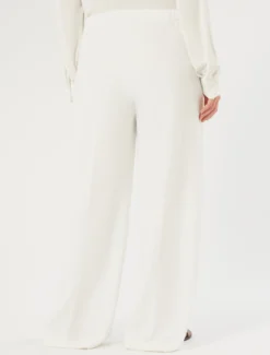 Pantaloni a palazzo in scuba crêpe stretch - BIANCO