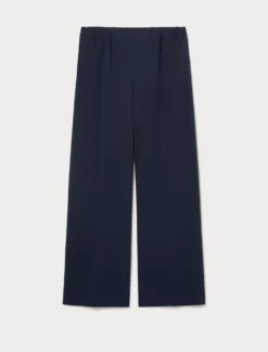 Pantaloni a palazzo in scuba crêpe stretch - BLU NOTTE