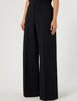 Pantaloni a palazzo in seersucker - BLU NOTTE