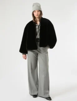 Pantaloni a palazzo in twill - GRIGIO CHIARO