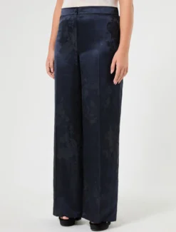 Pantaloni a palazzo jacquard - BLU NOTTE