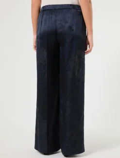 Pantaloni a palazzo jacquard - BLU NOTTE
