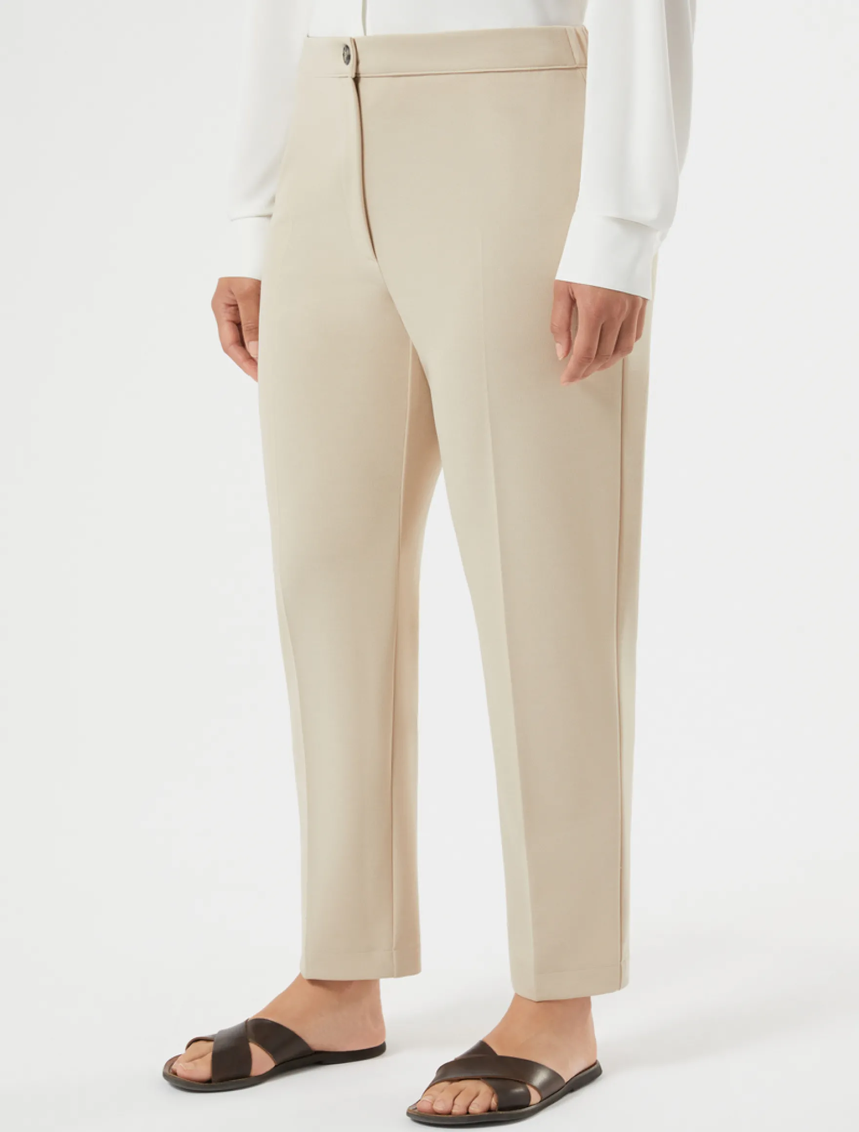 Pantaloni a sigaretta in scuba crêpe stretch - BEIGE
