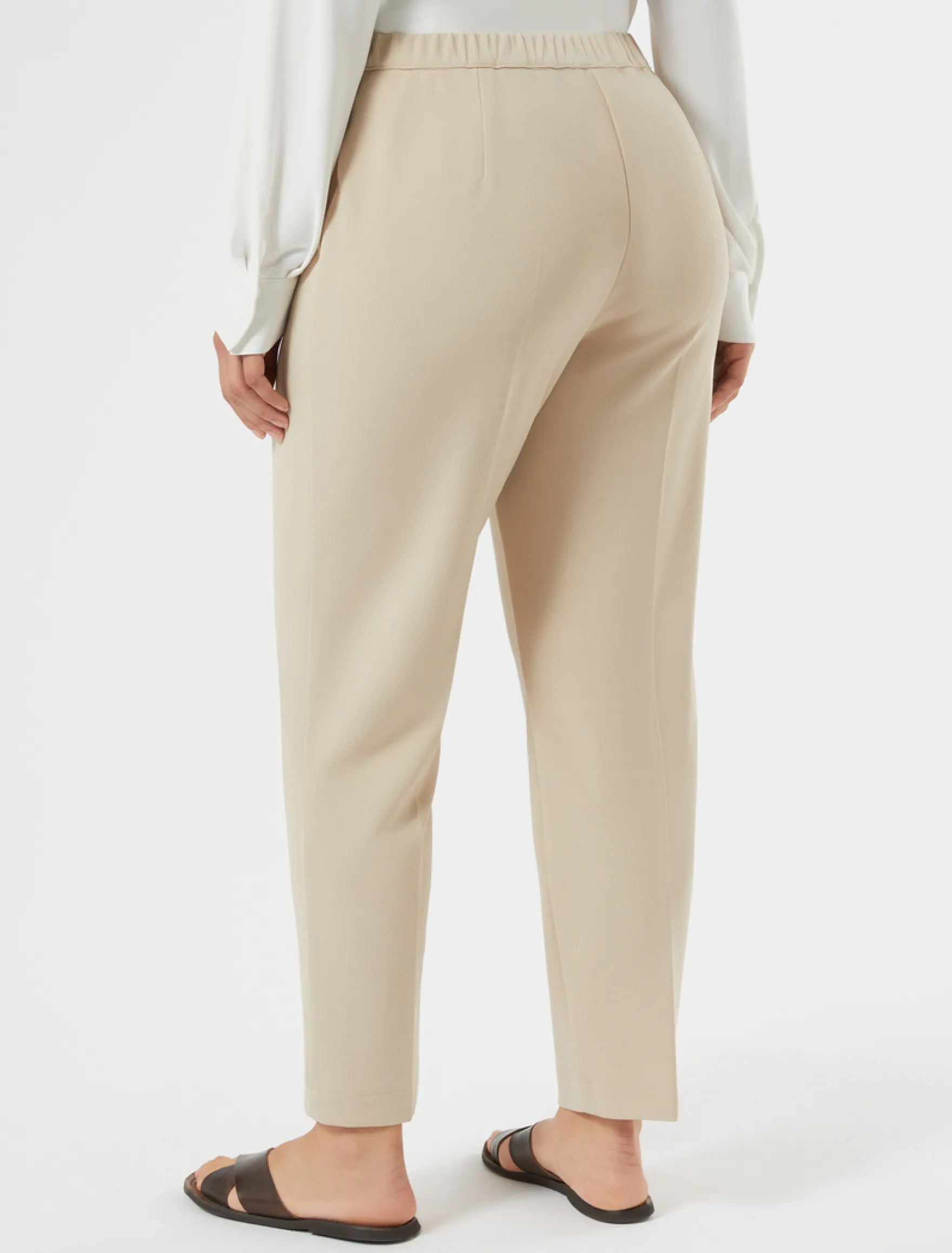 Pantaloni a sigaretta in scuba crêpe stretch - BEIGE