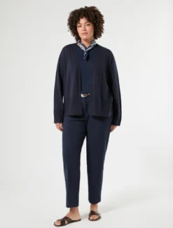 Pantaloni a sigaretta in scuba crêpe stretch - BLU NOTTE