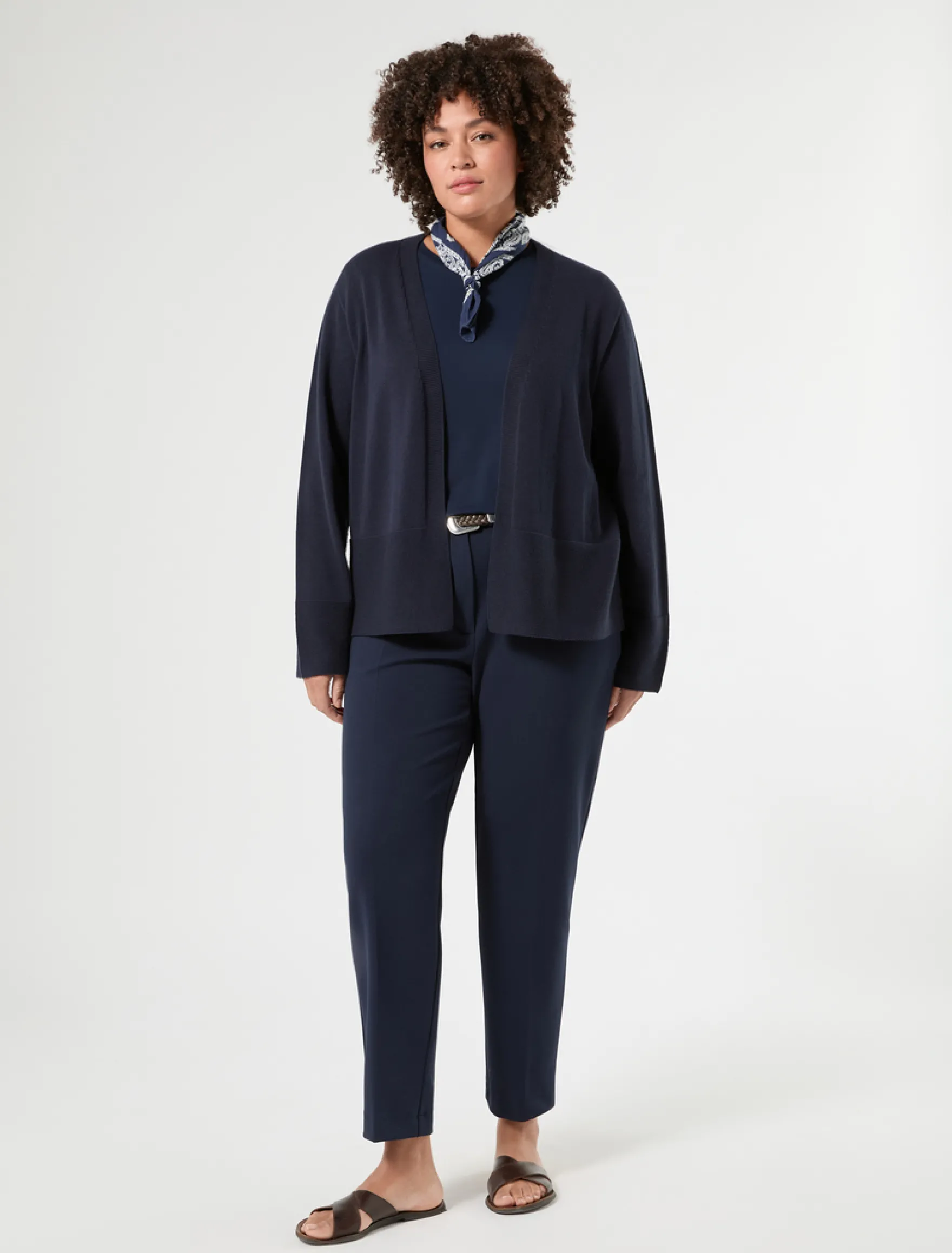 Pantaloni a sigaretta in scuba crêpe stretch - BLU NOTTE
