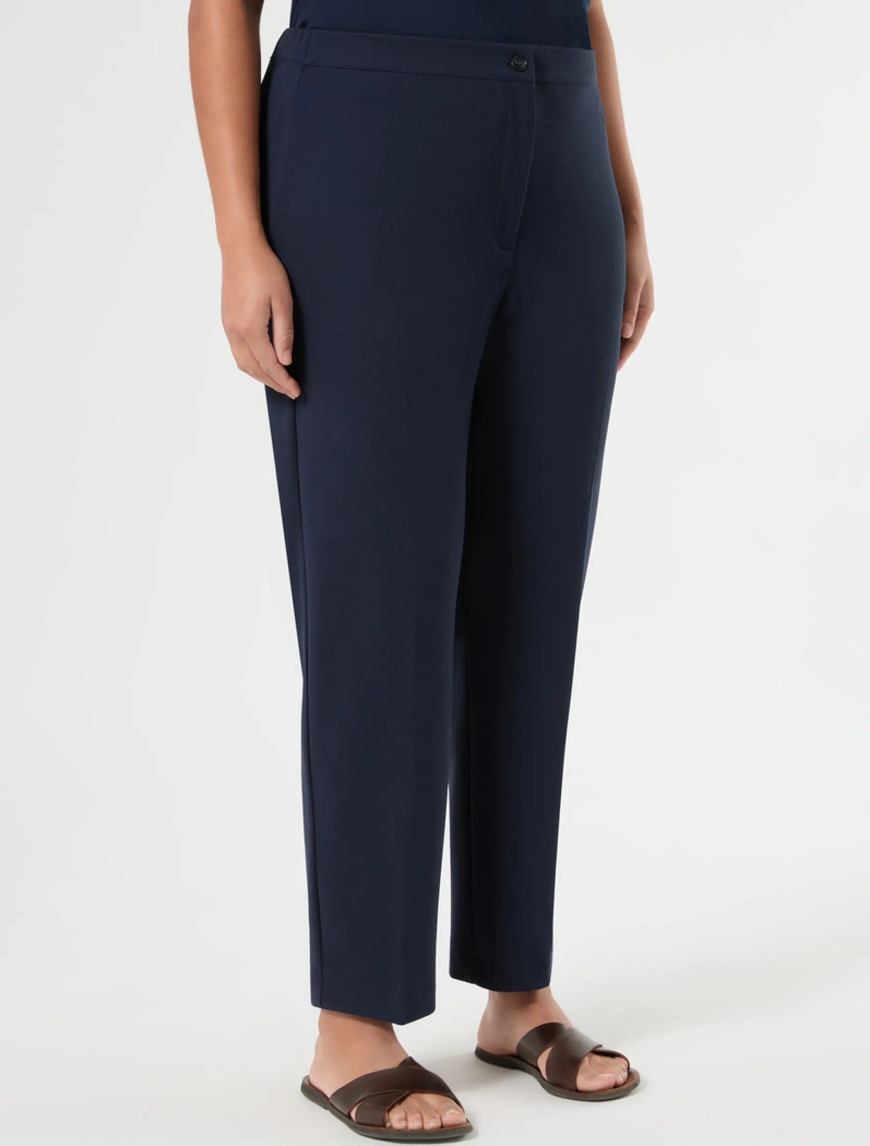 Pantaloni a sigaretta in scuba crêpe stretch - BLU NOTTE