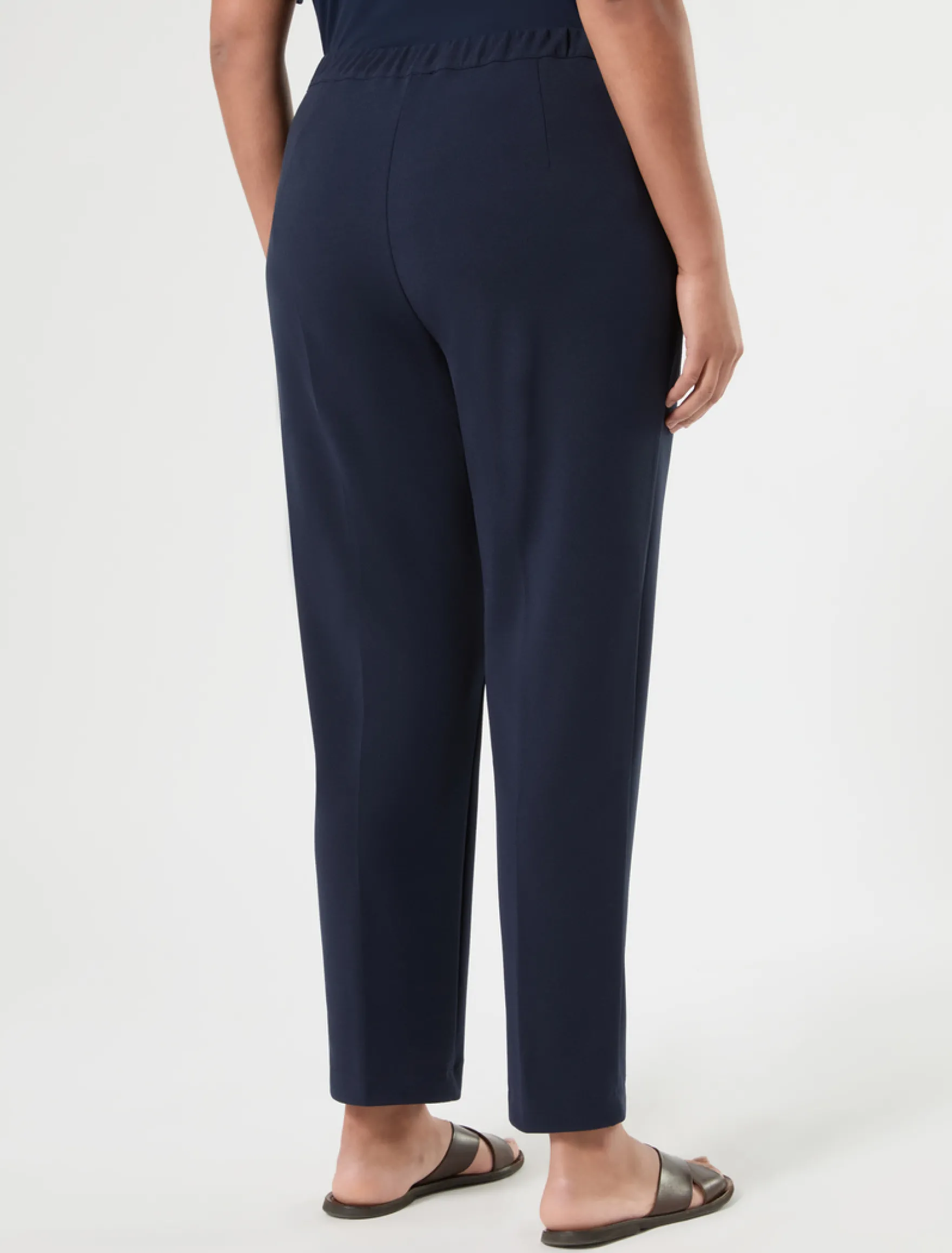 Pantaloni a sigaretta in scuba crêpe stretch - BLU NOTTE