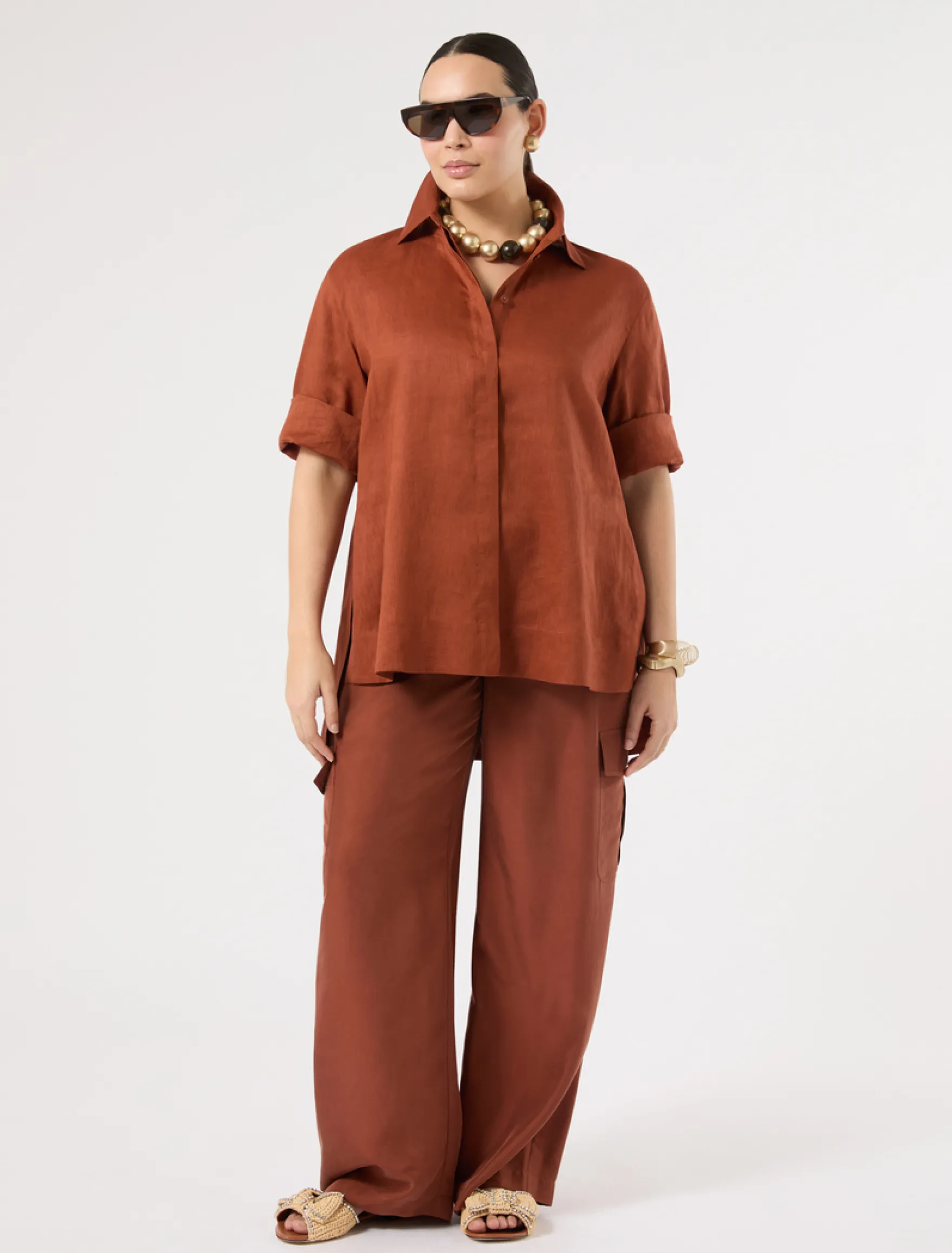 Pantaloni cargo in habotai di seta - AMBRA