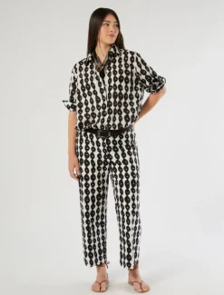 Pantaloni cropped in cotone - BIANCO