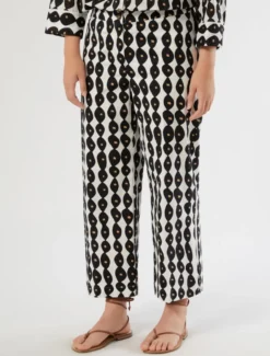 Pantaloni cropped in cotone - BIANCO