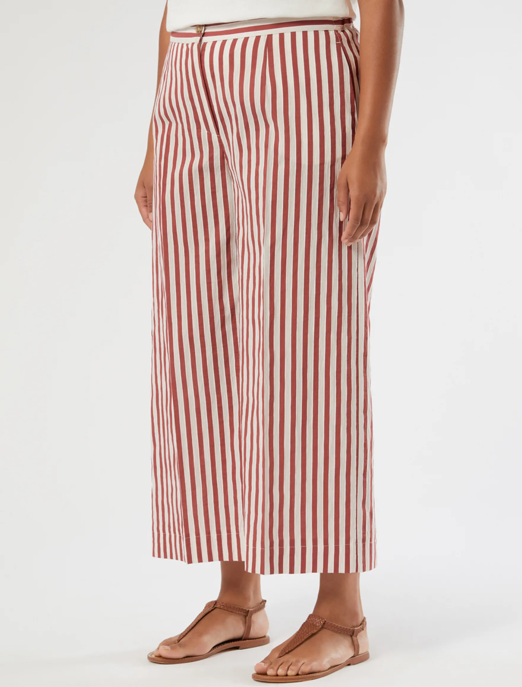 Pantaloni cropped in cotone e nylon - BORDEAUX