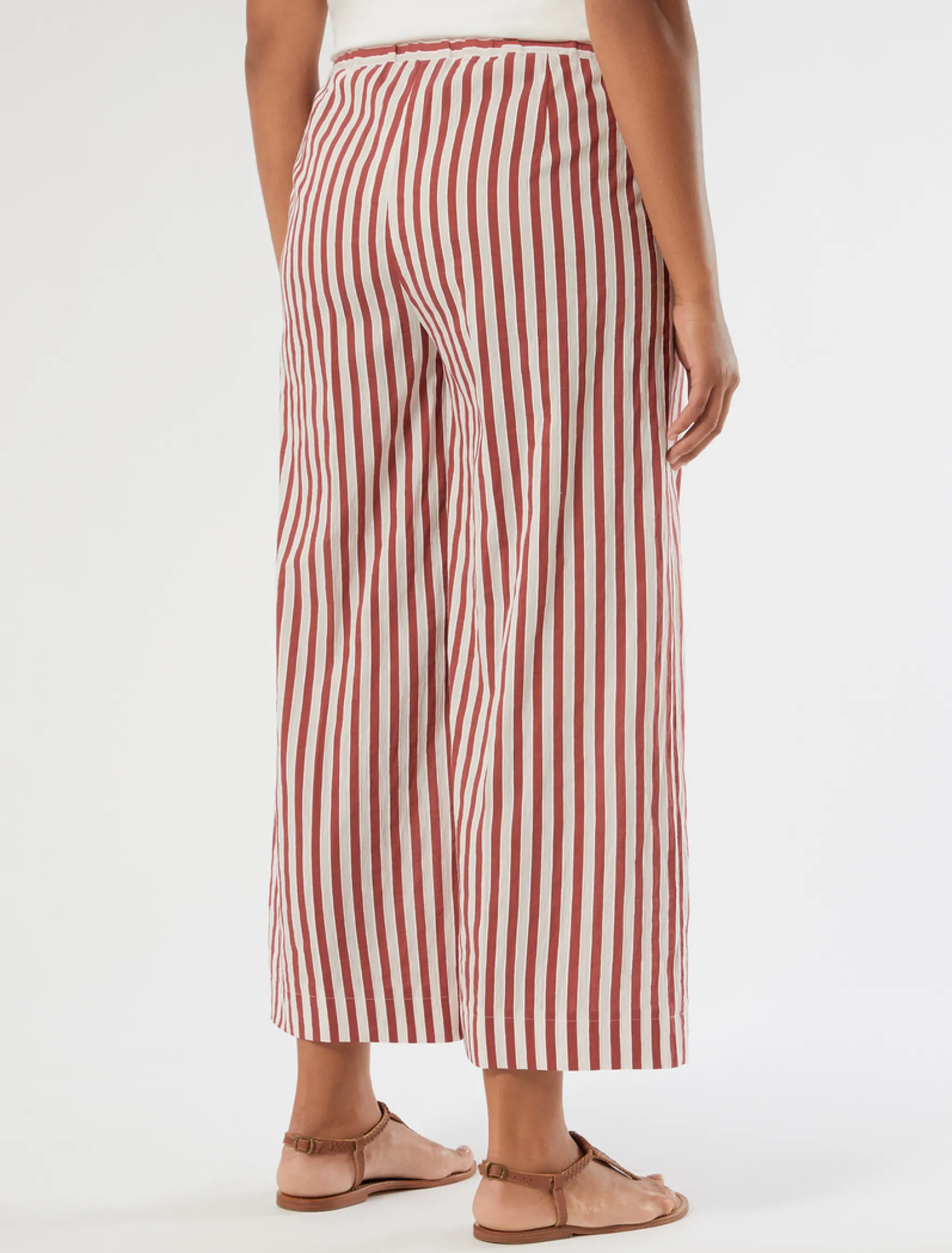 Pantaloni cropped in cotone e nylon - BORDEAUX