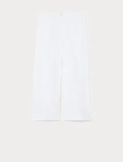 Pantaloni cropped in gabardina di cotone - BIANCO
