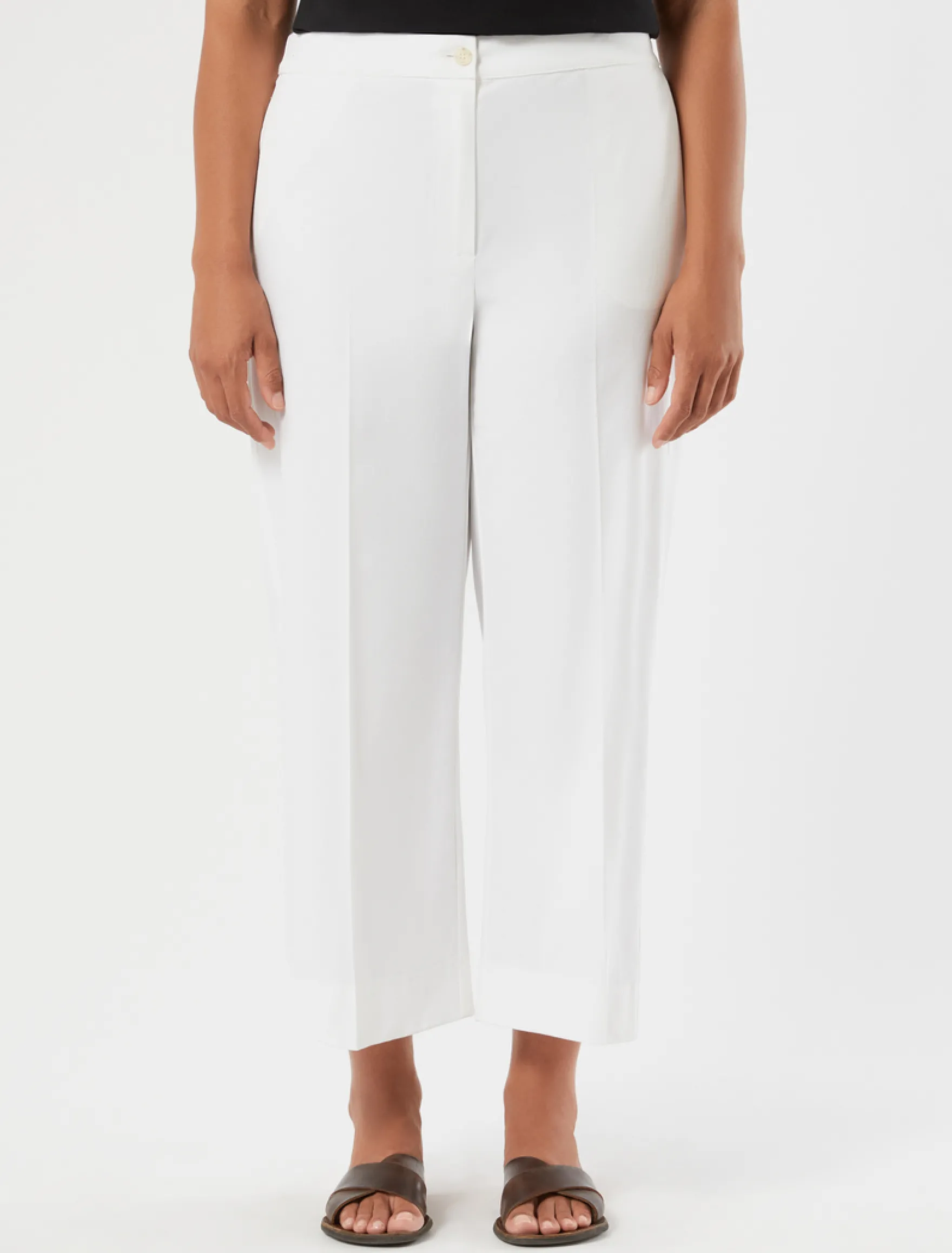 Pantaloni cropped in gabardina di cotone - BIANCO
