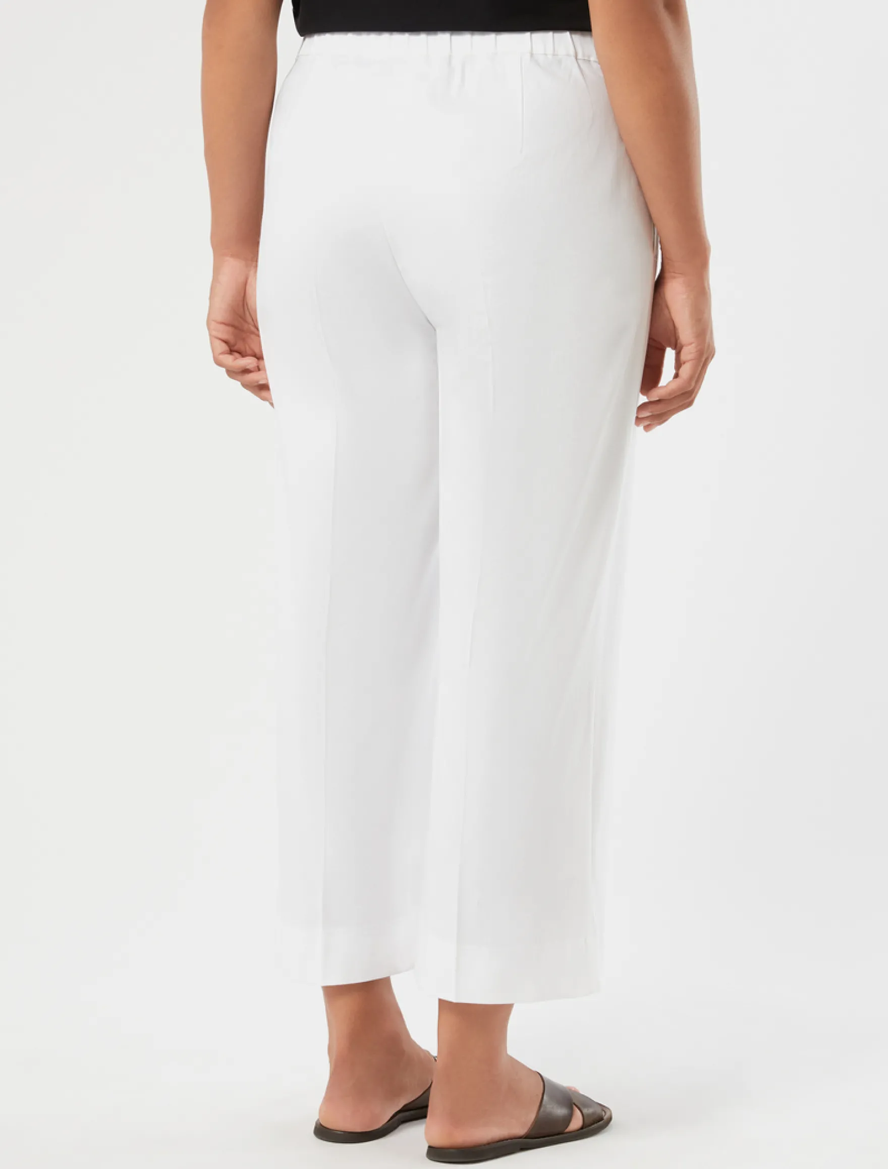 Pantaloni cropped in gabardina di cotone - BIANCO