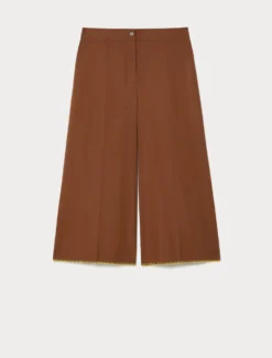 Pantaloni cropped in popeline di cotone - MARRONE