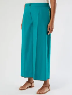 Pantaloni cropped in popeline di cotone - PETROLIO