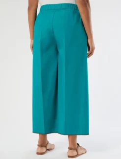 Pantaloni cropped in popeline di cotone - PETROLIO