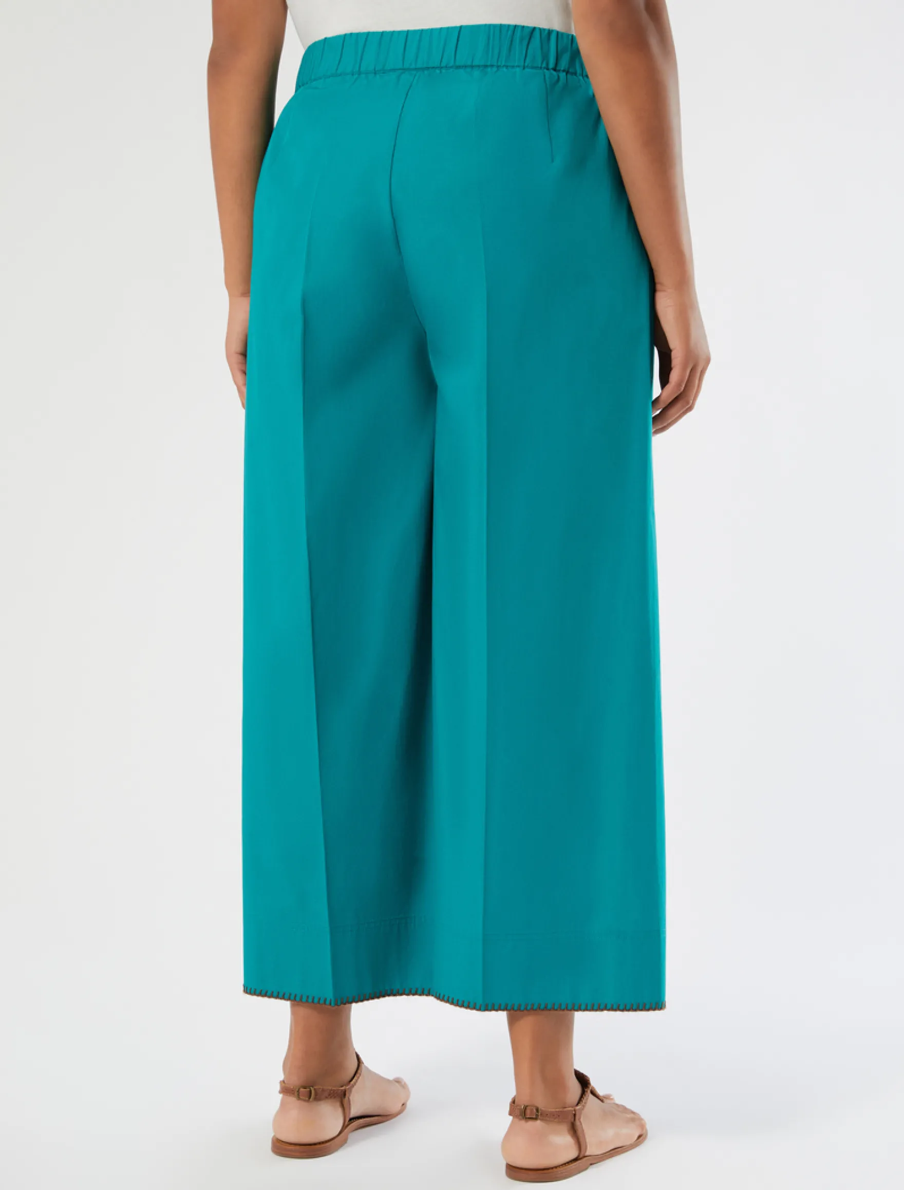 Pantaloni cropped in popeline di cotone - PETROLIO
