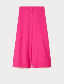Pantaloni cropped in tela di cotone - FUXIA