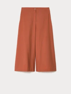 Pantaloni cropped in tela di cotone - TERRACOTTA