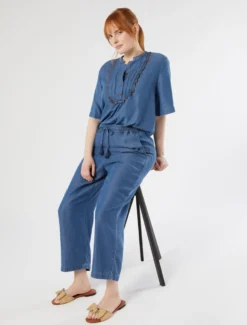Pantaloni cropped in twill - BLU