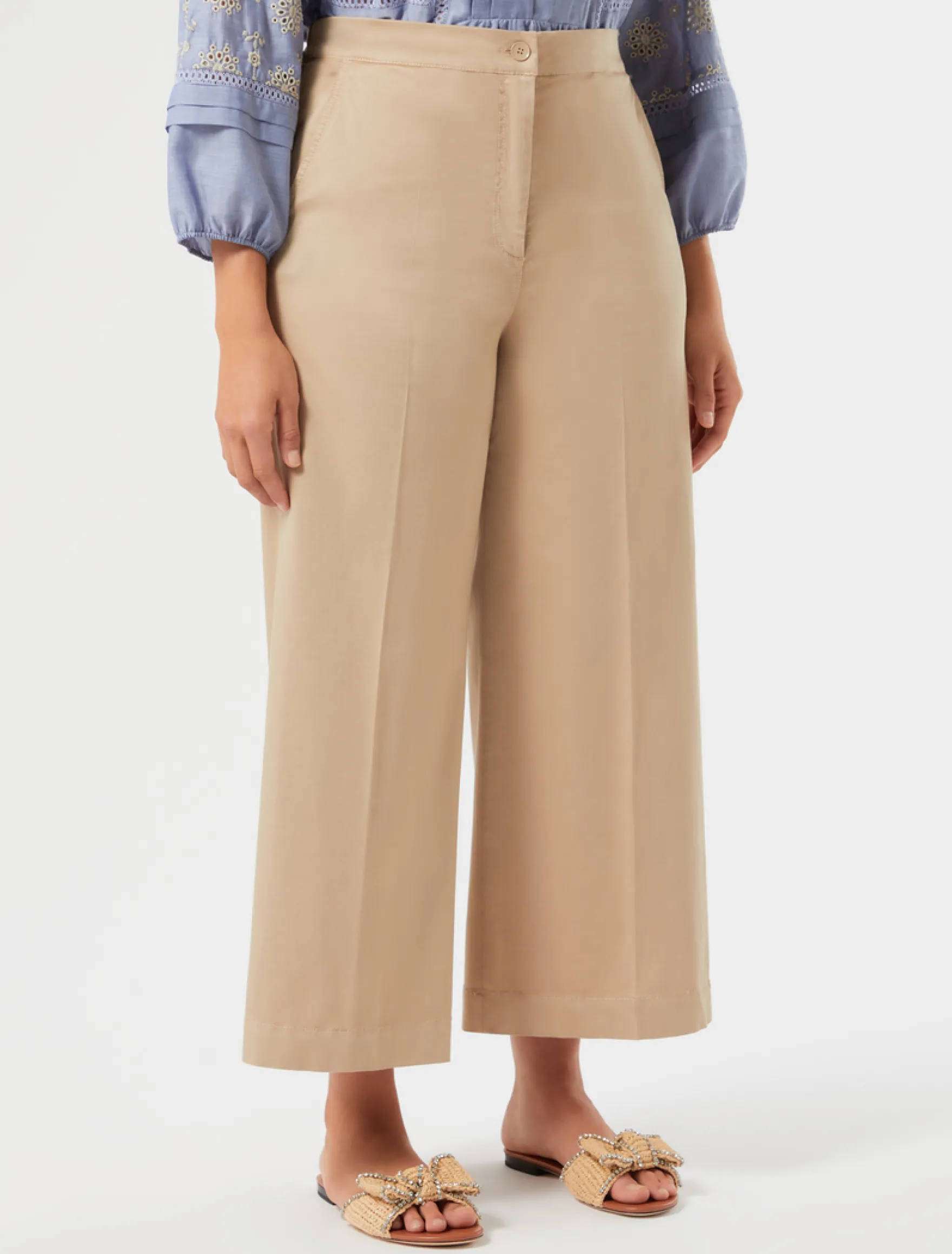 Pantaloni dritti in raso - SABBIA
