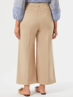 Pantaloni dritti in raso - SABBIA