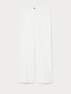 Pantaloni dritti in tela di cotone - BIANCO