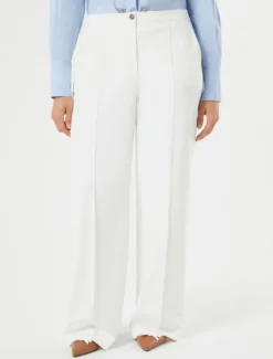 Pantaloni dritti in tela di cotone - BIANCO