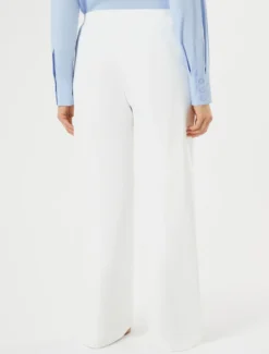 Pantaloni dritti in tela di cotone - BIANCO
