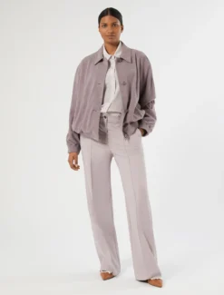 Pantaloni dritti in tela di cotone - LILLA