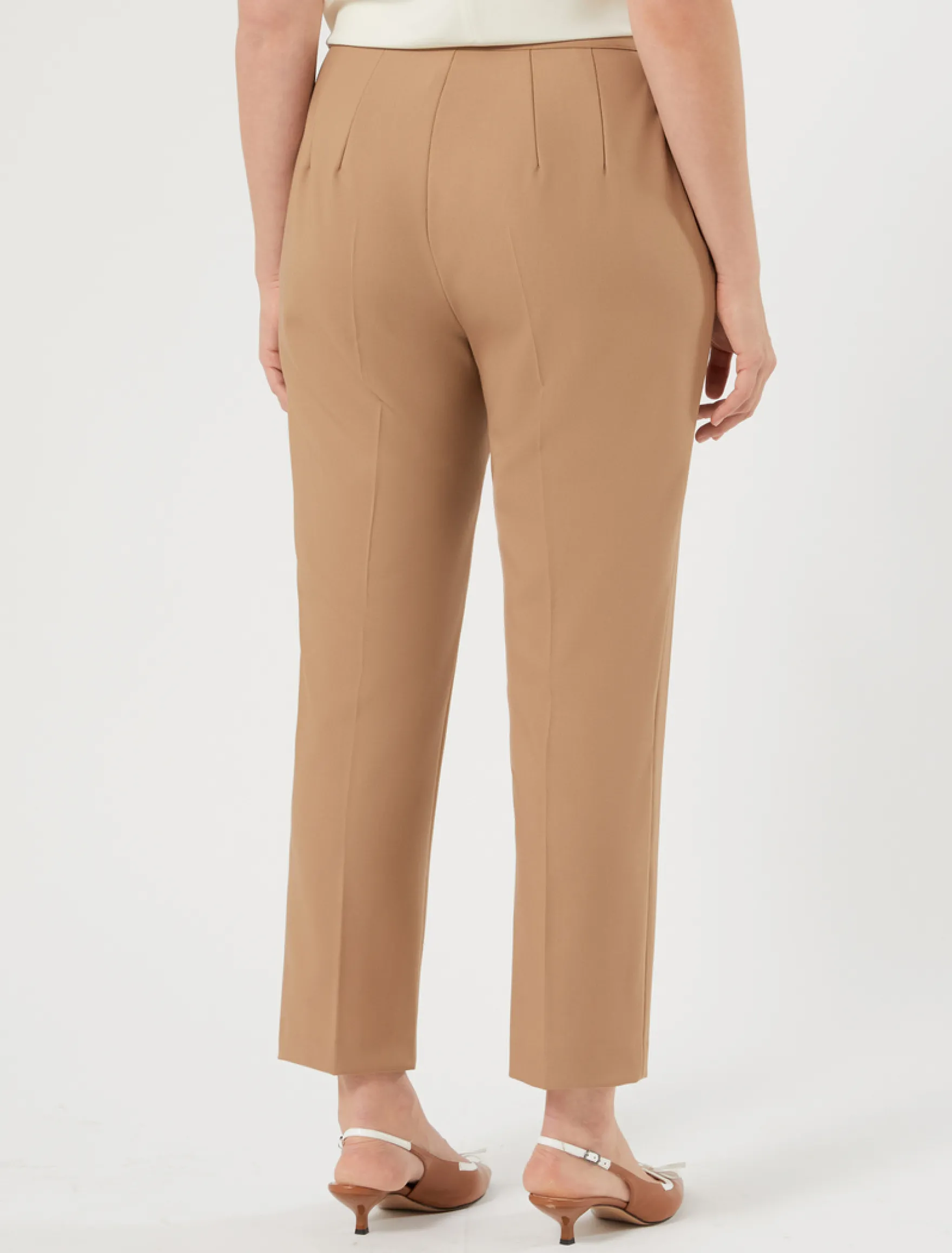 Pantaloni dritti in tela di pura lana - CAMMELLO