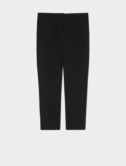 Pantaloni dritti in tela di pura lana - NERO