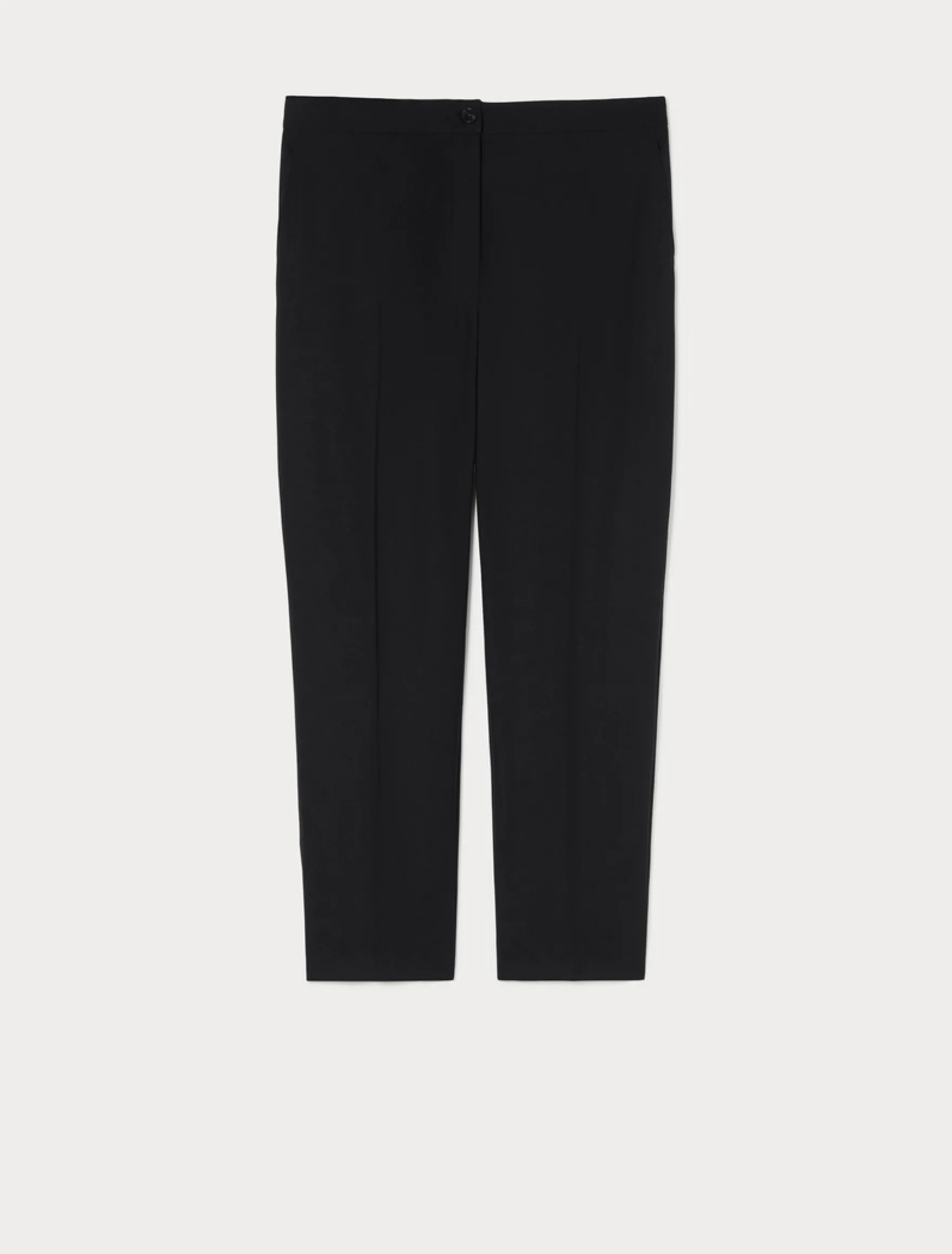 Pantaloni dritti in tela di pura lana - NERO