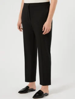 Pantaloni dritti in tela di pura lana - NERO