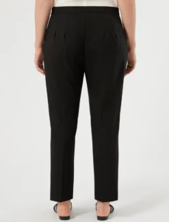 Pantaloni dritti in tela di pura lana - NERO