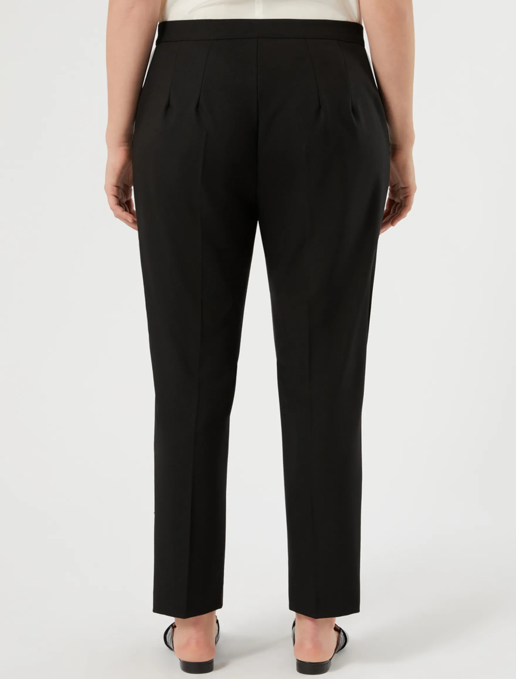 Pantaloni dritti in tela di pura lana - NERO