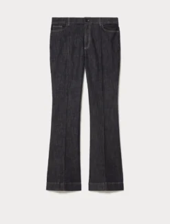Pantaloni flare in cotone stretch - BLU NOTTE