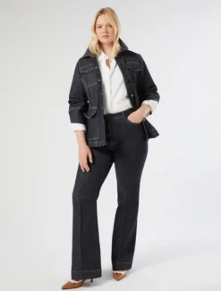 Pantaloni flare in cotone stretch - BLU NOTTE
