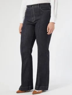 Pantaloni flare in cotone stretch - BLU NOTTE