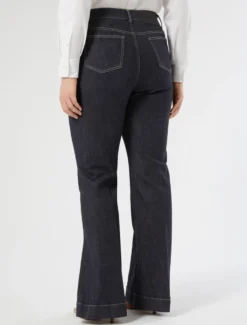 Pantaloni flare in cotone stretch - BLU NOTTE