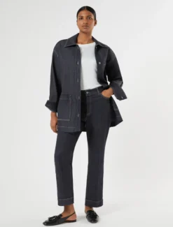 Pantaloni flare in cotone stretch - BLU NOTTE