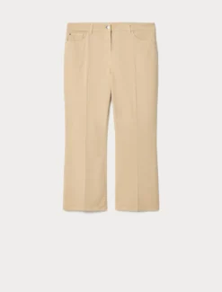 Pantaloni flare in drill di cotone - BEIGE