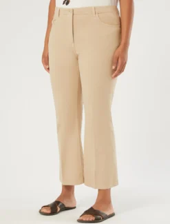 Pantaloni flare in drill di cotone - BEIGE